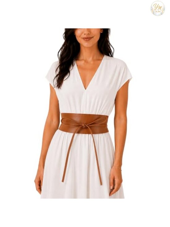 Italian Leather Obi Belt - Adjustable Fit, Made in France
